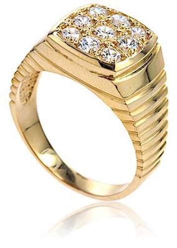 3.88ct diamonds 14k Yellow Gold Men`s Cake Ring with Round Diamonds – MTJ